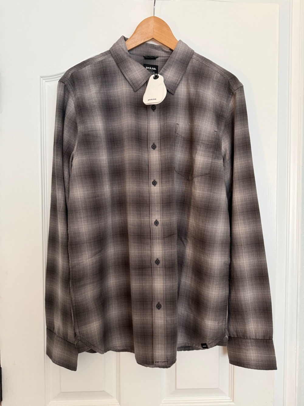 Prana Men's Gray Slim Fit Plaid Button-Down Shirt BNWT